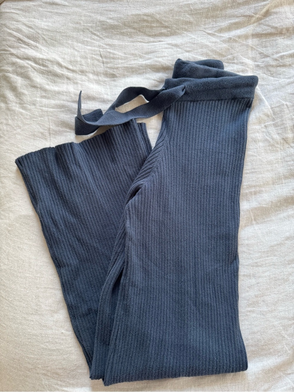 Live The Process navy Ribbed Knit Pants
